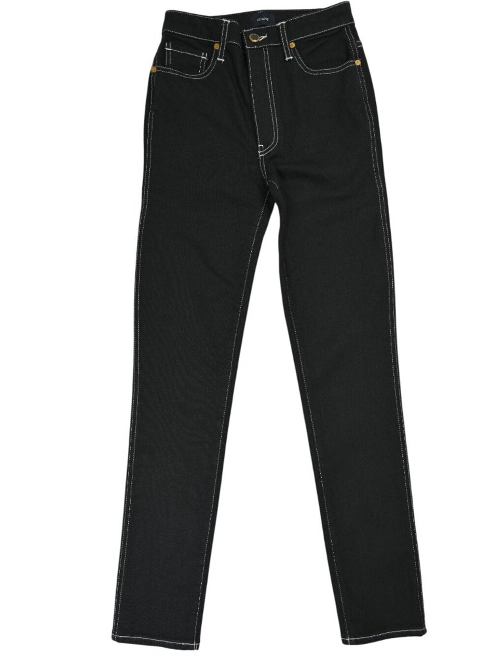 Khaite Vanessa High-Rise Contrast Stitch Straight Jeans in Black